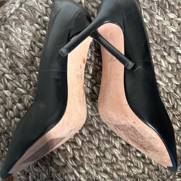 Veronica Beard - Lisa Black Leather Heels 11M - Picture 3 of 5